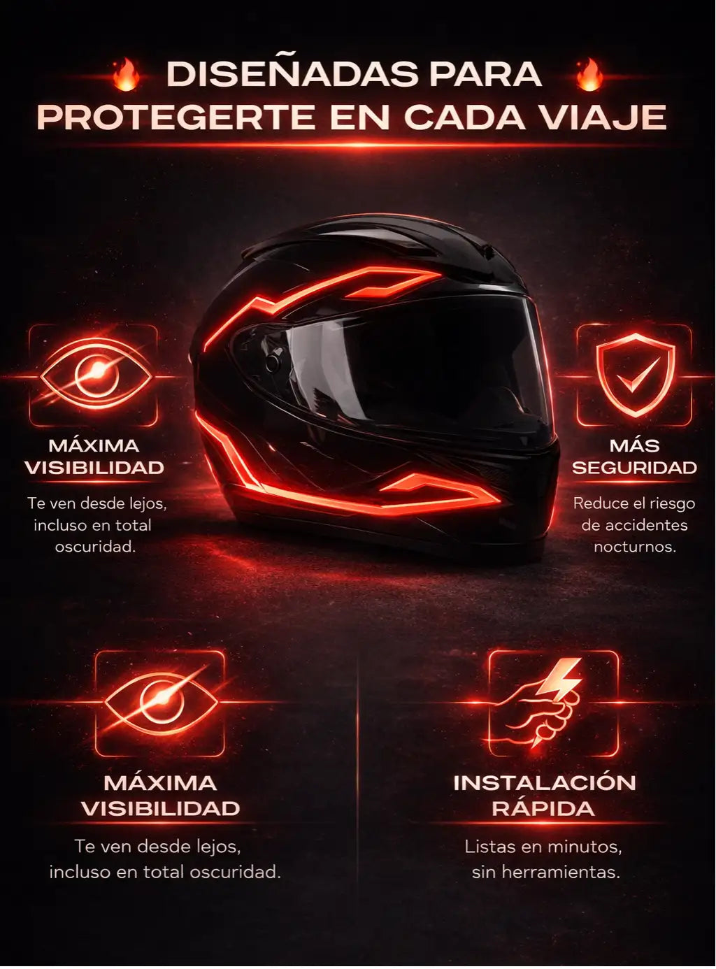 Tiras LED para Casco Con Efectos Dinámicos- Vision Pro™