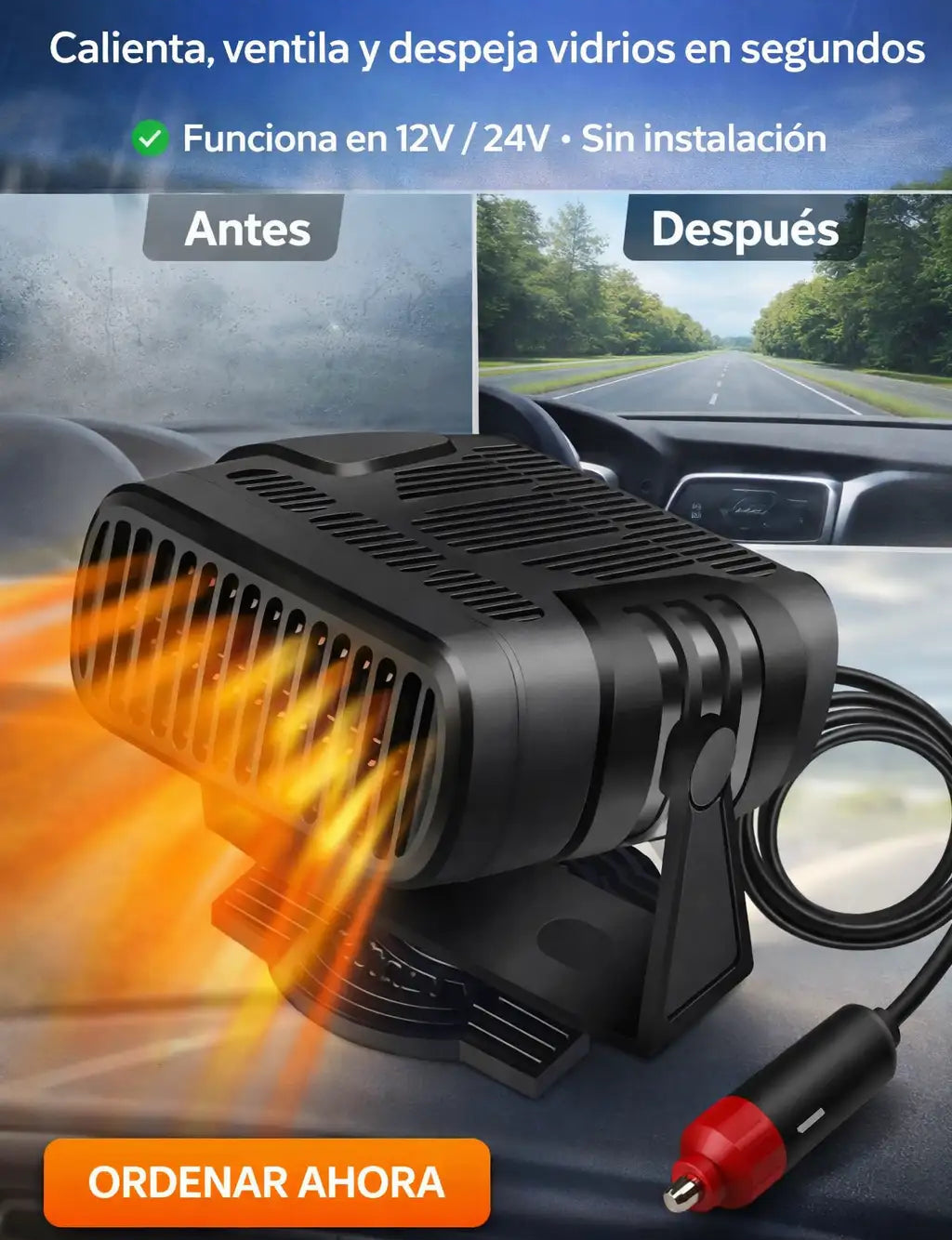 Mini calefactor desempañante con rotación 360°-AutoClim®
