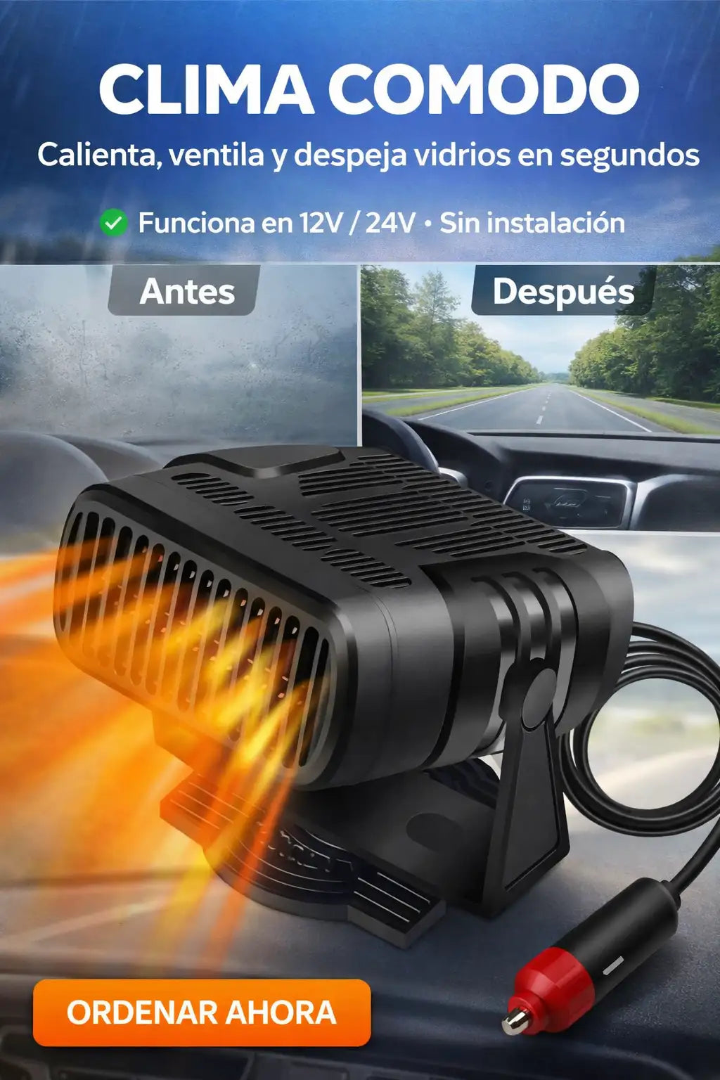 Mini ventilador para auto 2 en 1 con rotación 360°-AutoClim®