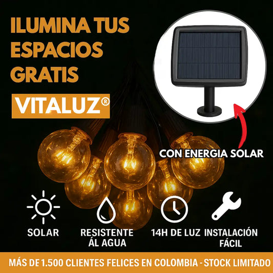 VitaLuz® Guirnaldas LED Solares -Decora e ilumina ¡cero consumo eléctrico!