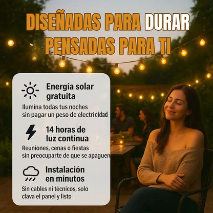 VitaLuz® Guirnaldas LED Solares -Decora e ilumina ¡cero consumo eléctrico!