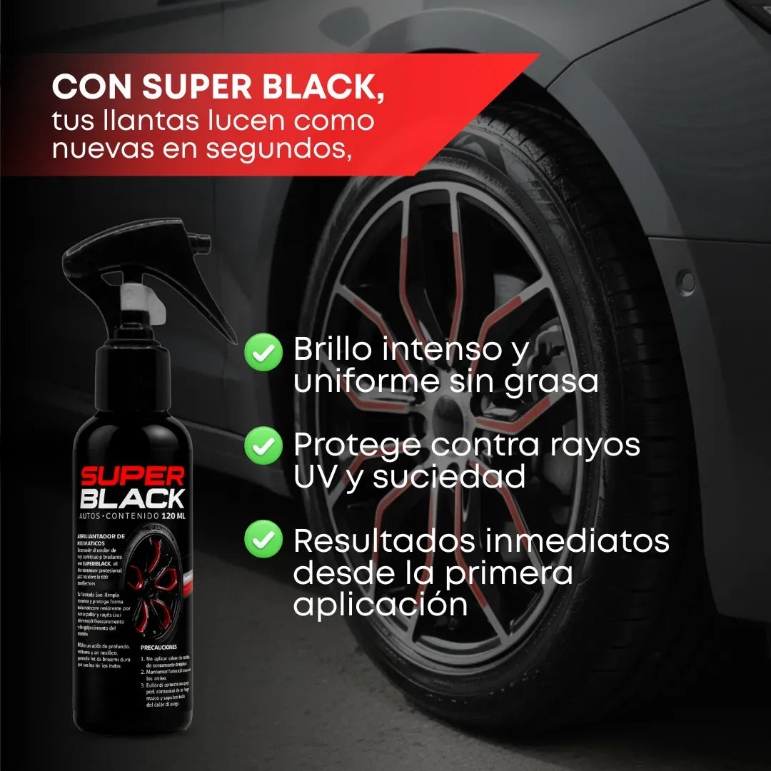 Super Black® Brillador de llantas original -500 ml Protección rayos UV