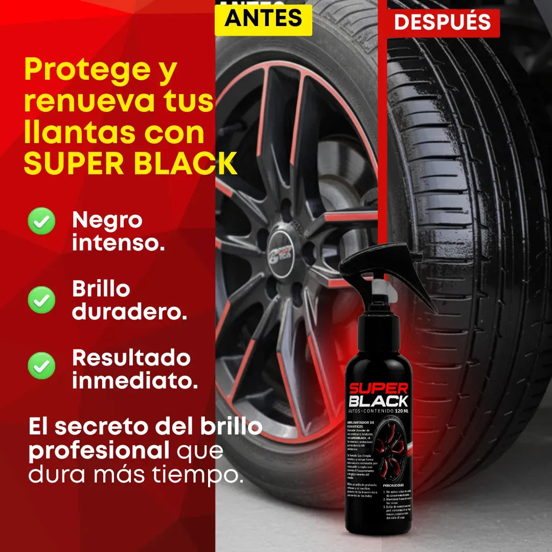 Super Black® Brillador de llantas original -500 ml Protección rayos UV